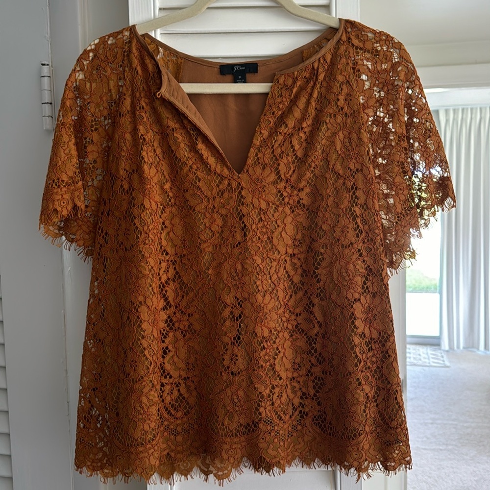 Jcrew lace top with keyhole detail